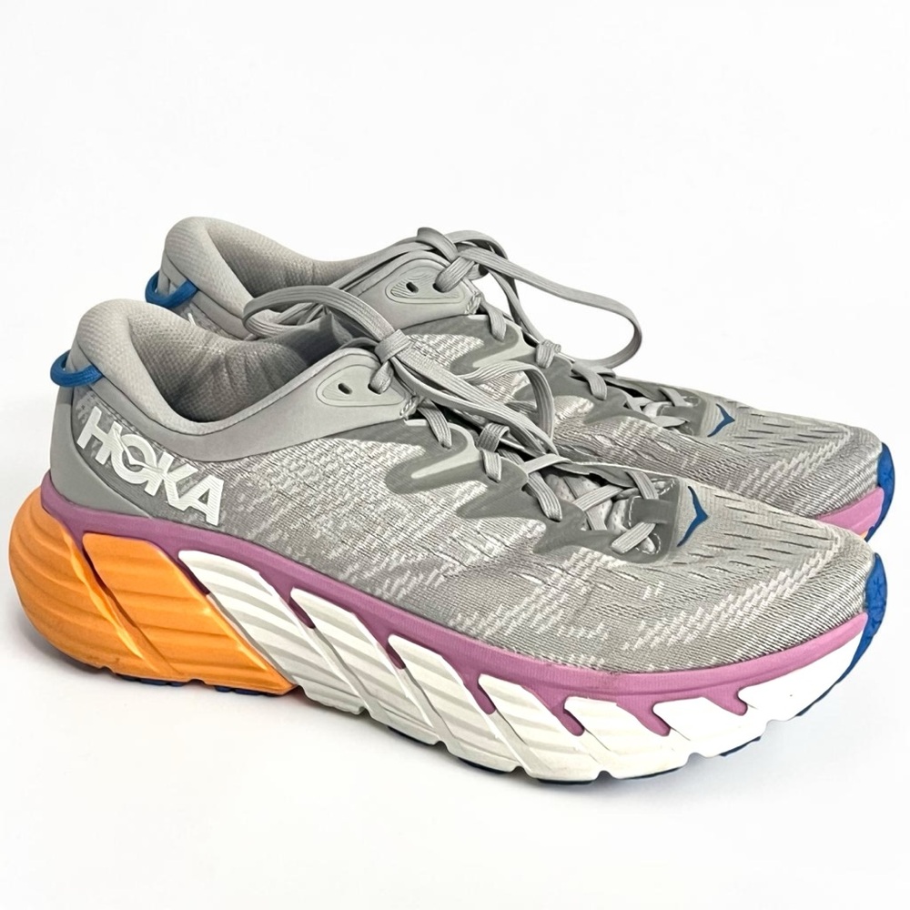 Hoka One One  Gaviota 4 Women's  10B Gray Pink Orange Running Shoes Athletic